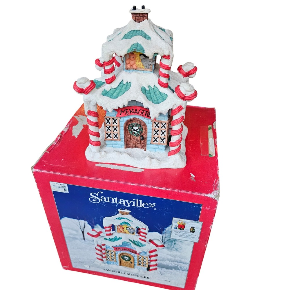 Santaville Menagerie Christmas Village House Vintage Candy Cane Toy Shop 350-4
